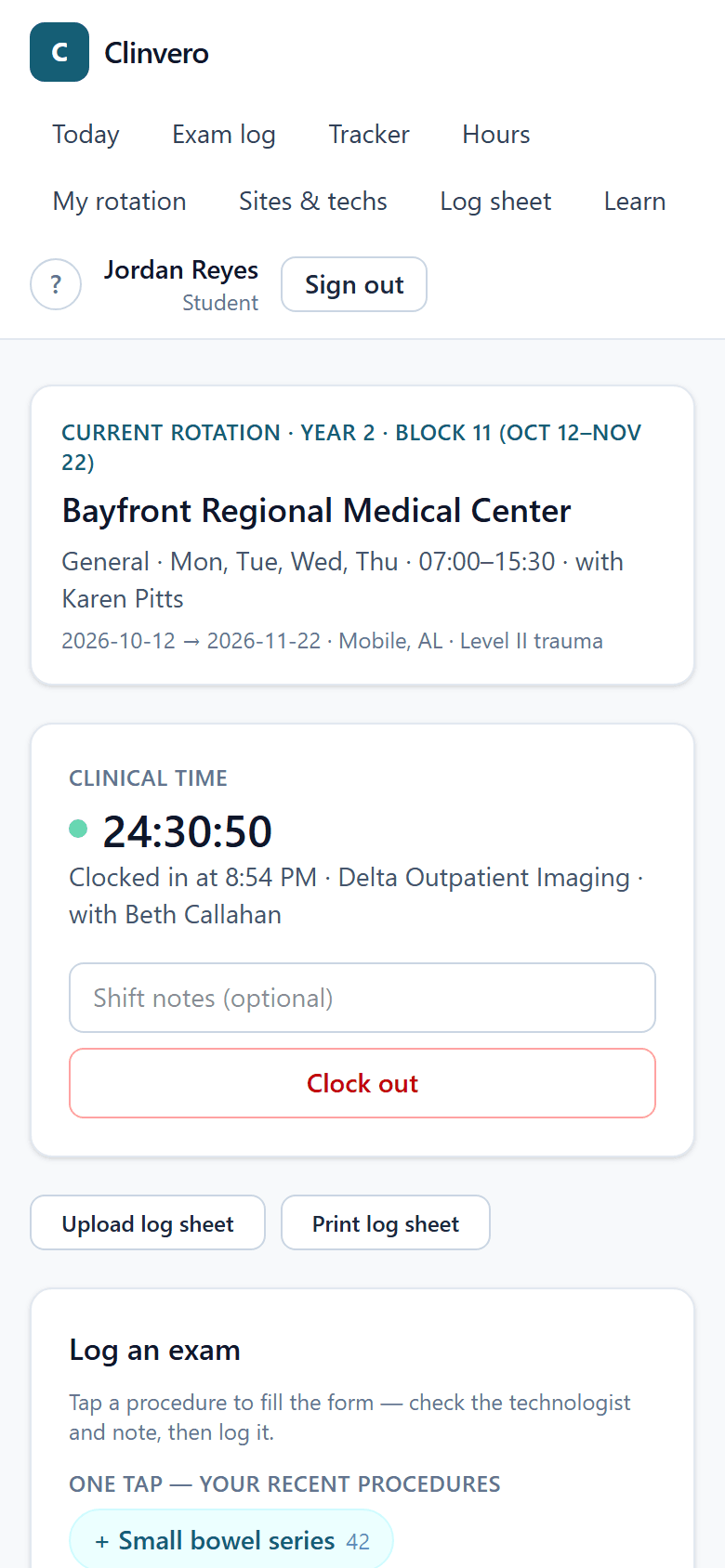 The Today page on a phone