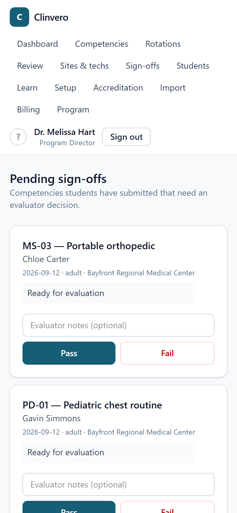 A pending sign-off on a phone